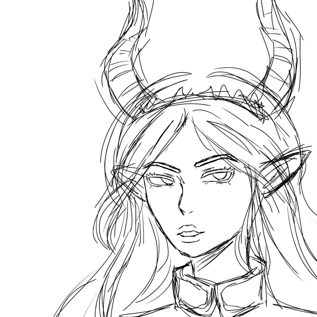 Sketch of original character, reflecting how storytelling heals through creativity