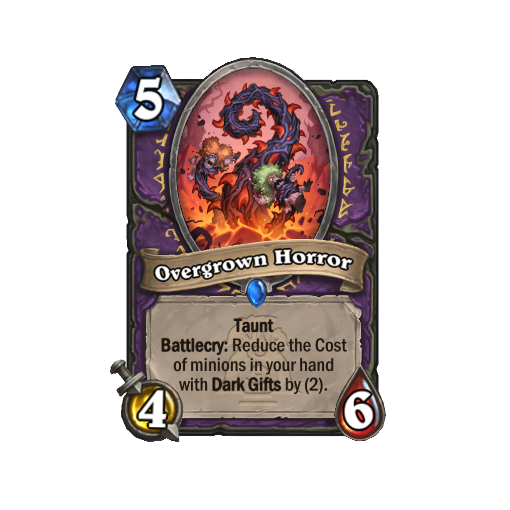 Hearthstone Emerald Awakening featuring Overgrown Horror.
