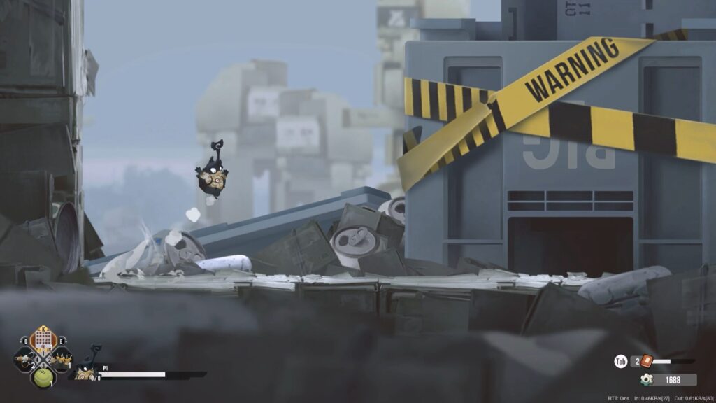 Alt text for image: "Shrink Into Chaos gameplay at Dumpsite level."